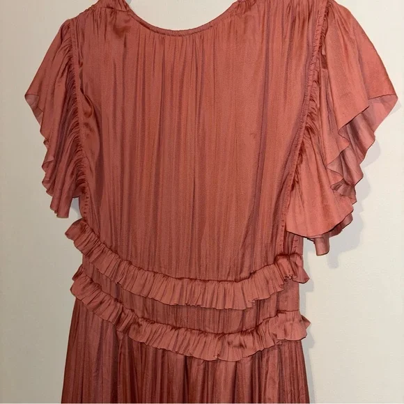 Bohme Willa Ruffle Dress Rust with Ruffle Tiers Size Small - Picture 7 of 8